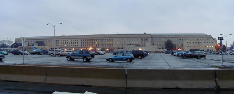 One side of the Pentagon<br>Location: <a href="https://www.google.com/maps/search/?api=1&query=38.86747,-77.05821" target="_new">The Pentagon</a>